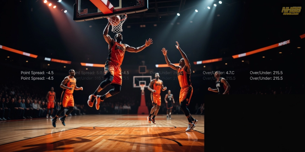 Hình ảnh minh họa cá cược bóng rổ NBA với các yếu tố hành động hấp dẫn trên NH88