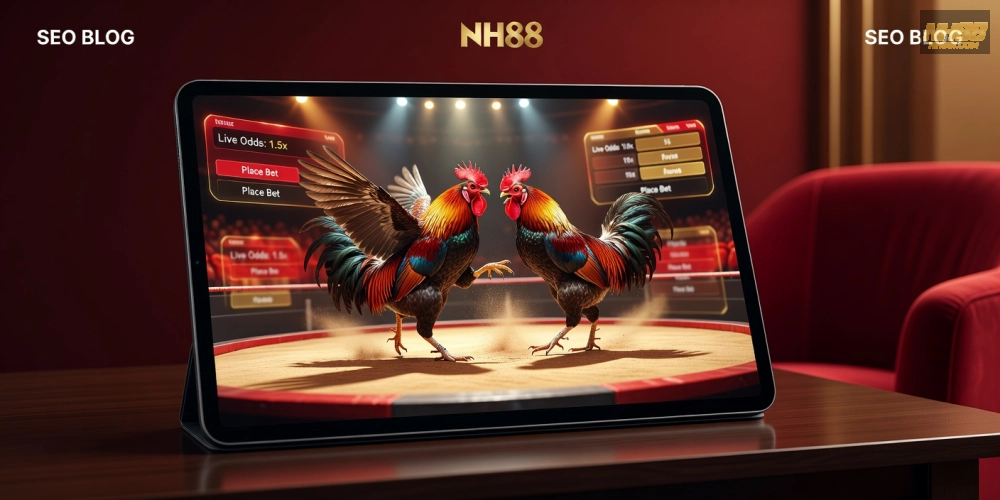 Minh họa giao diện xem đá gà trực tiếp tại casino NH88 với chất lượng HD sắc nét