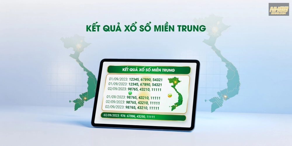 Minh họa khái niệm xổ số miền trung nh88 với giao diện nền tảng hiện đại và biểu tượng may mắn