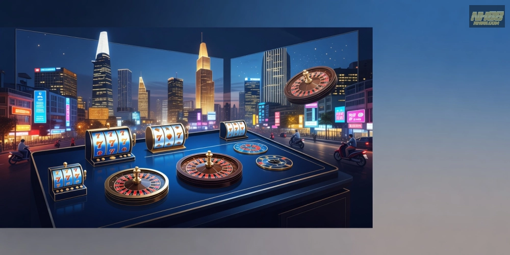 Hình ảnh đại diện cho casino Ho Chi Minh Elite Nh88 với các trò chơi slot hấp dẫn và ưu đãi đặc biệt.