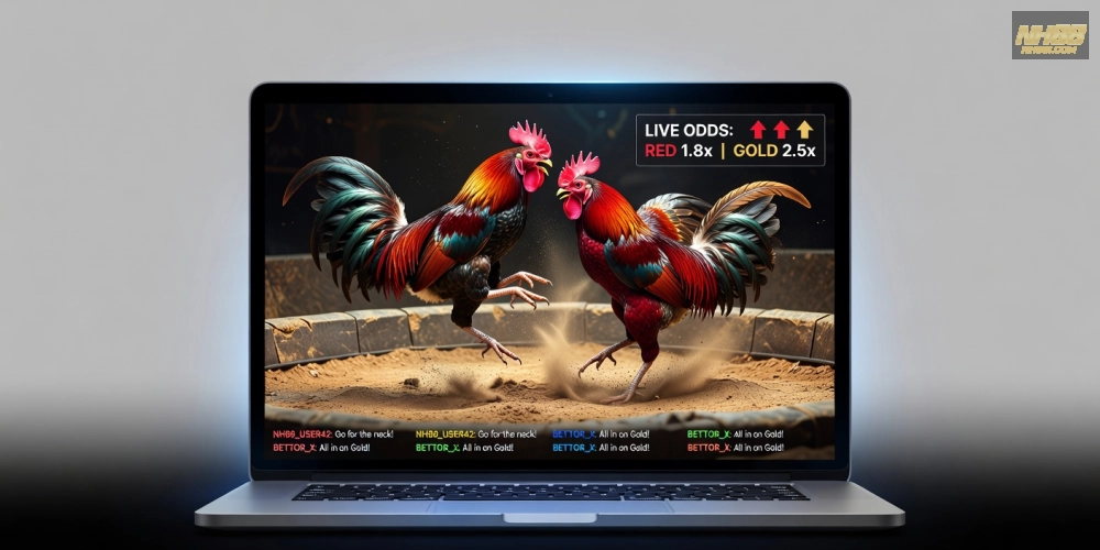 Minh họa giao diện xem đá gà trực tiếp trên nền tảng nh88 với chất lượng HD sắc nét